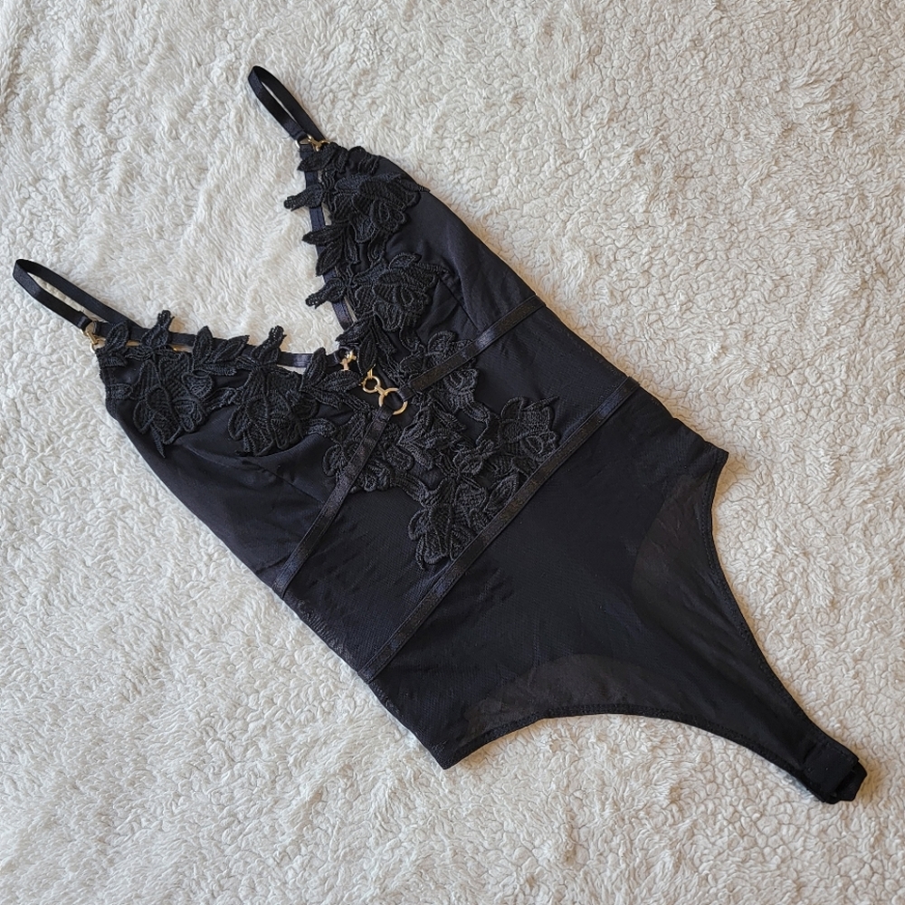 Sheer embroidered bodysuit